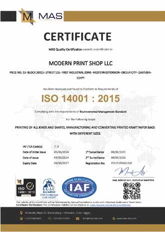 ISO 14001:2015 certificate